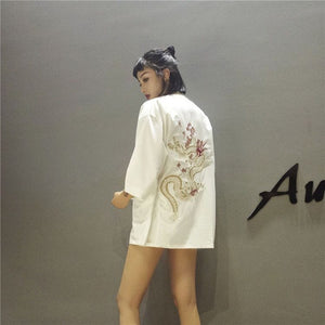 [LINSI] - Embroidered Kimono Jacket