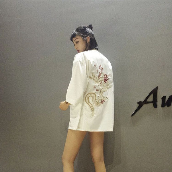 [LINSI] - Embroidered Kimono Jacket